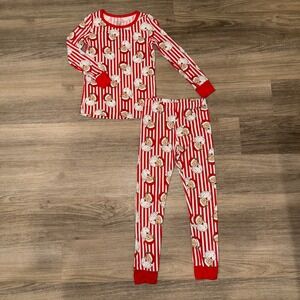 Caden Lane Santa Christmas Pajama Set Kids 7/8 Bamboo Holiday Striped